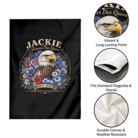 Jackie Bald Eagle Garden Flag Forever Our Queen And In Our Hearts USA Floral