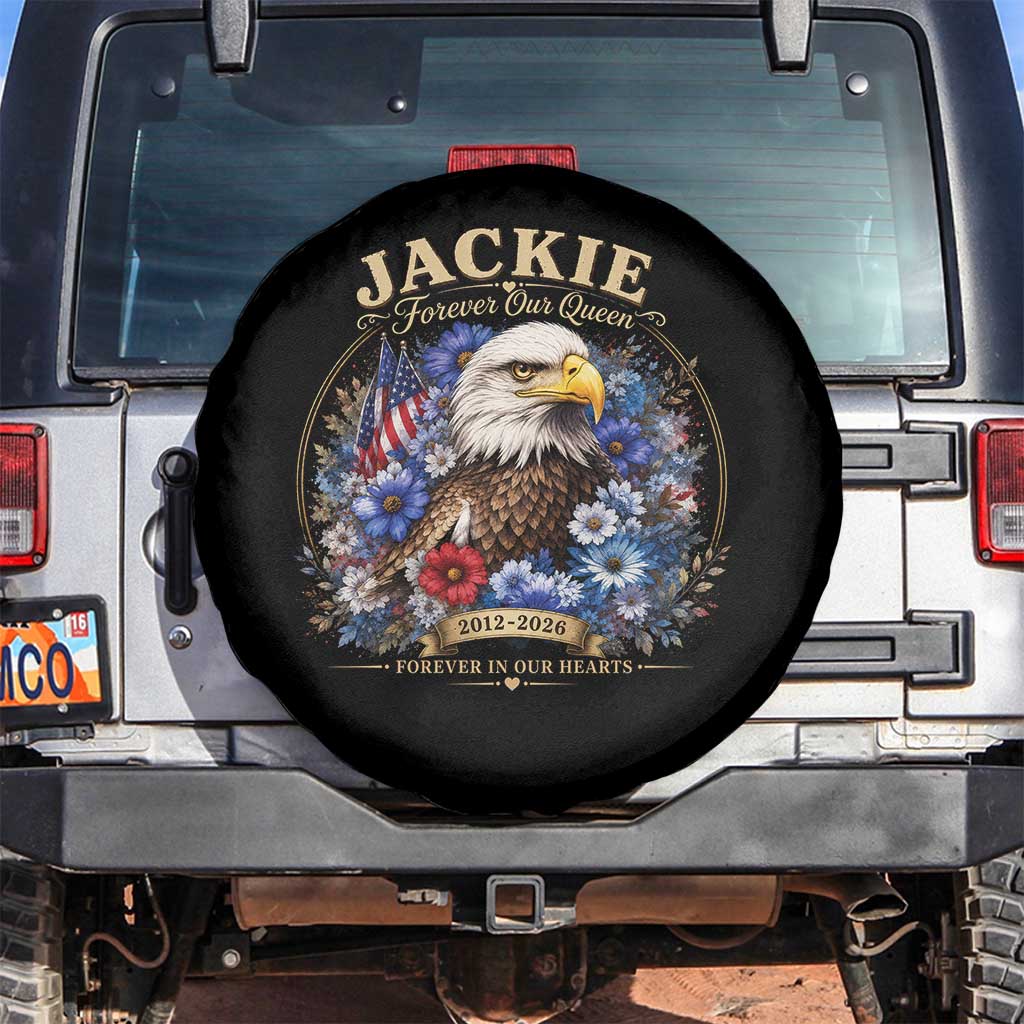 Jackie Bald Eagle Spare Tire Cover Forever Our Queen And In Our Hearts USA Floral