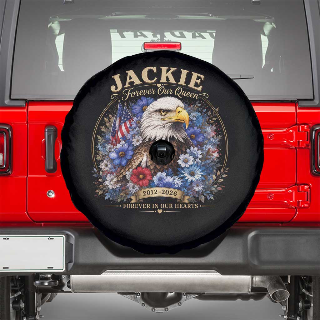 Jackie Bald Eagle Spare Tire Cover Forever Our Queen And In Our Hearts USA Floral