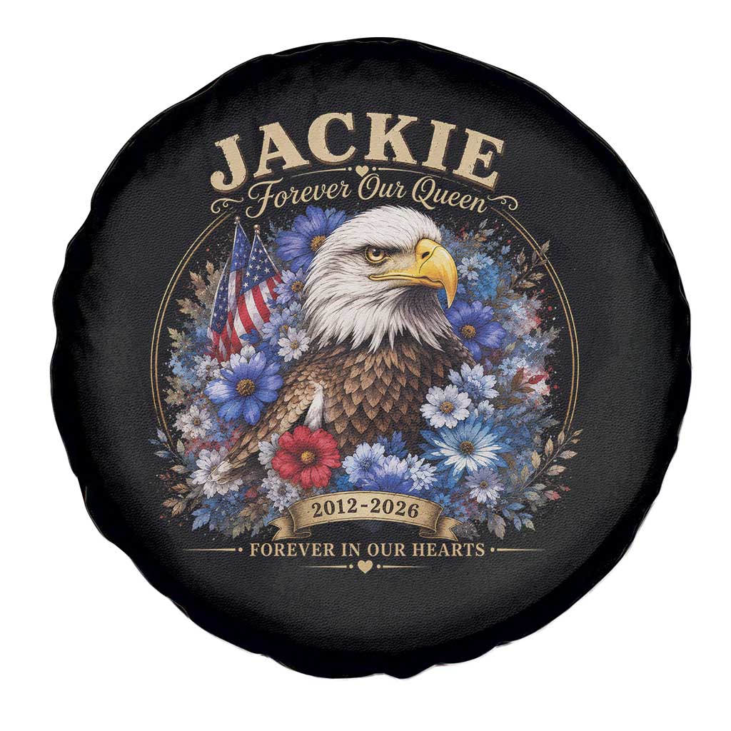 Jackie Bald Eagle Spare Tire Cover Forever Our Queen And In Our Hearts USA Floral