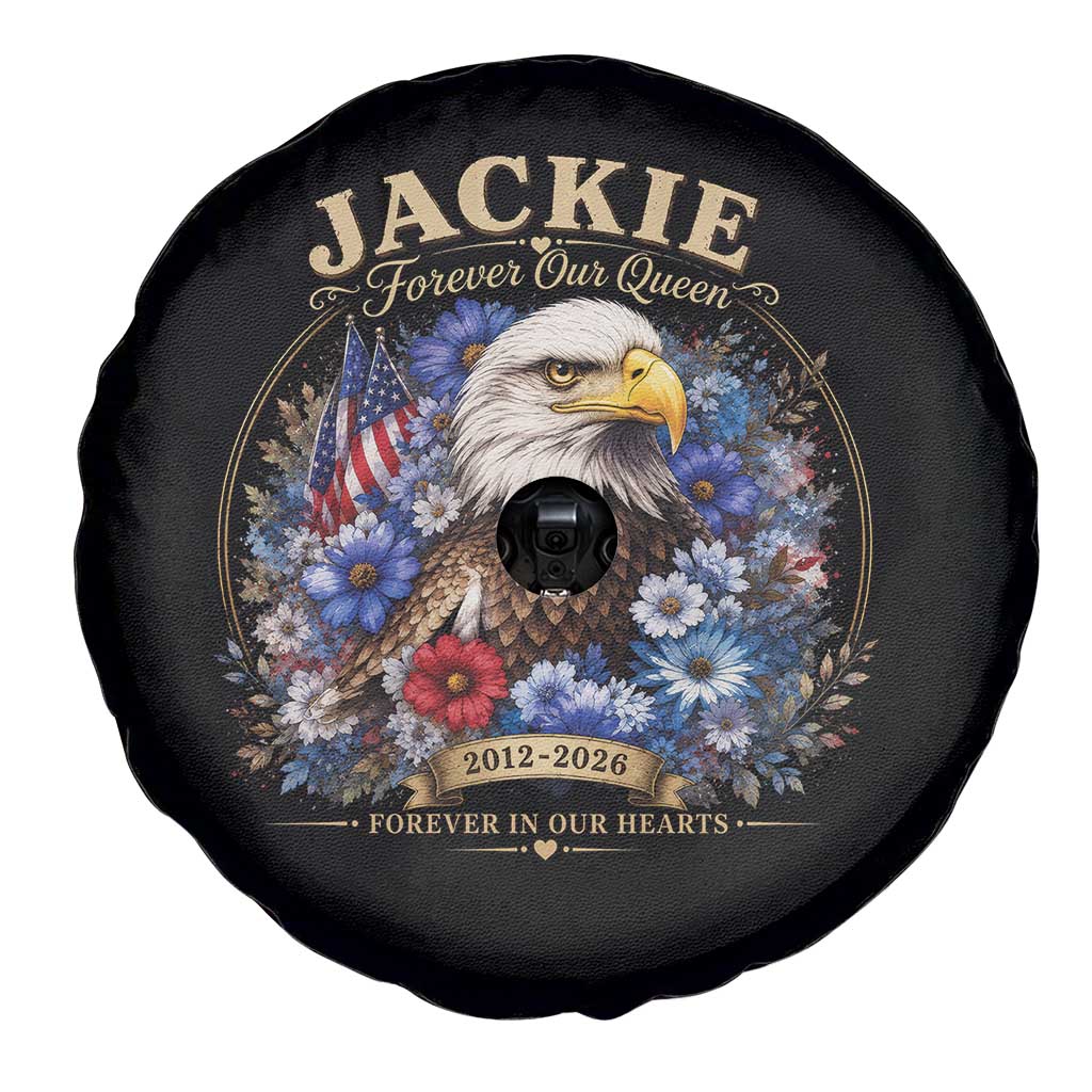 Jackie Bald Eagle Spare Tire Cover Forever Our Queen And In Our Hearts USA Floral
