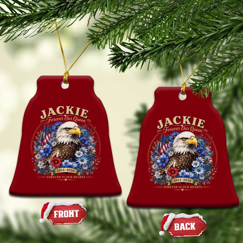 Jackie Bald Eagle Ceramic Ornament Forever Our Queen And In Our Hearts USA Floral