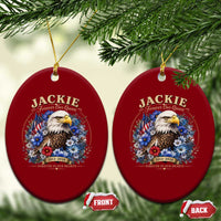 Jackie Bald Eagle Ceramic Ornament Forever Our Queen And In Our Hearts USA Floral
