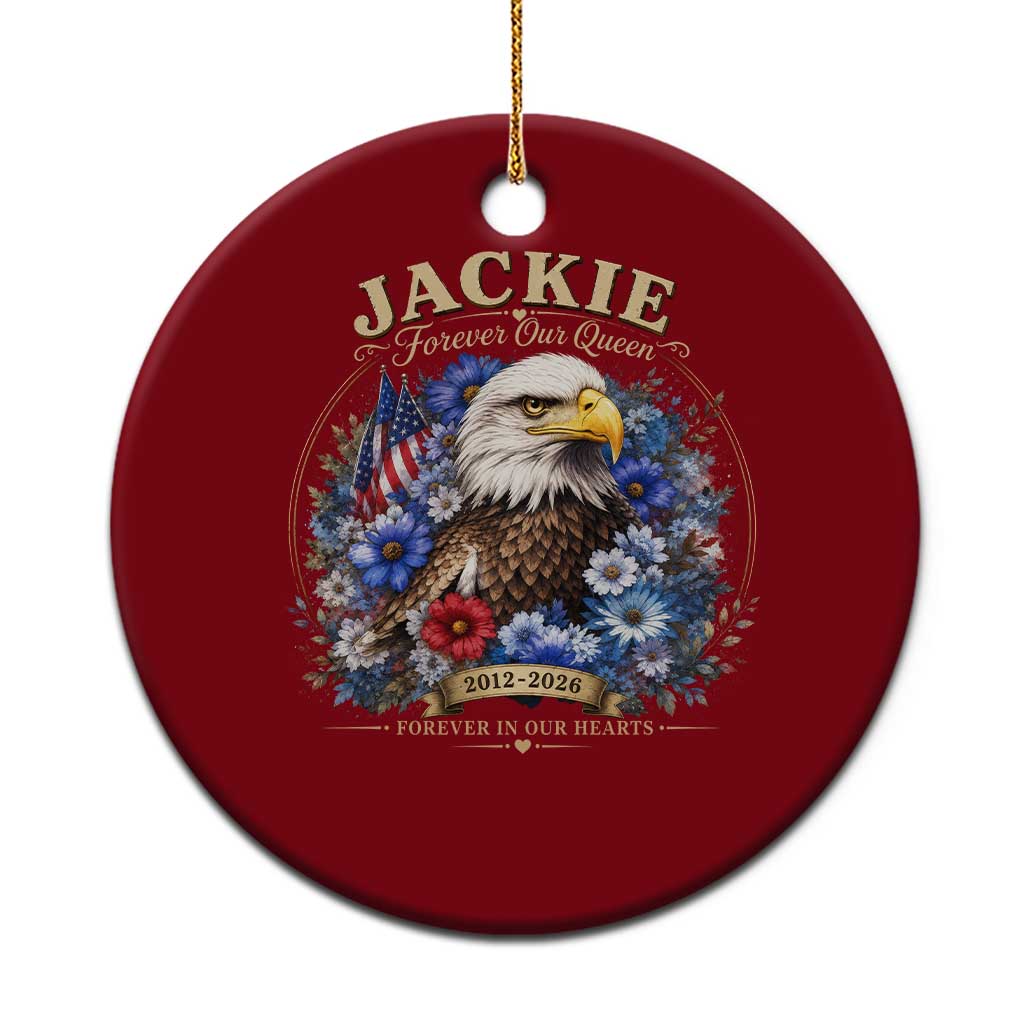 Jackie Bald Eagle Ceramic Ornament Forever Our Queen And In Our Hearts USA Floral