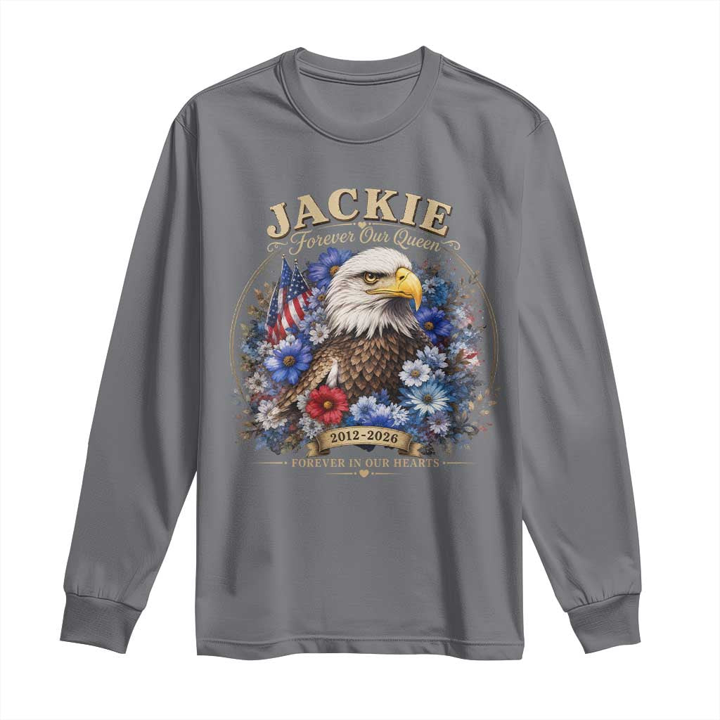 Jackie Bald Eagle Long Sleeve Shirt Forever Our Queen And In Our Hearts USA Floral