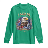 Jackie Bald Eagle Long Sleeve Shirt Forever Our Queen And In Our Hearts USA Floral