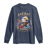 Jackie Bald Eagle Long Sleeve Shirt Forever Our Queen And In Our Hearts USA Floral