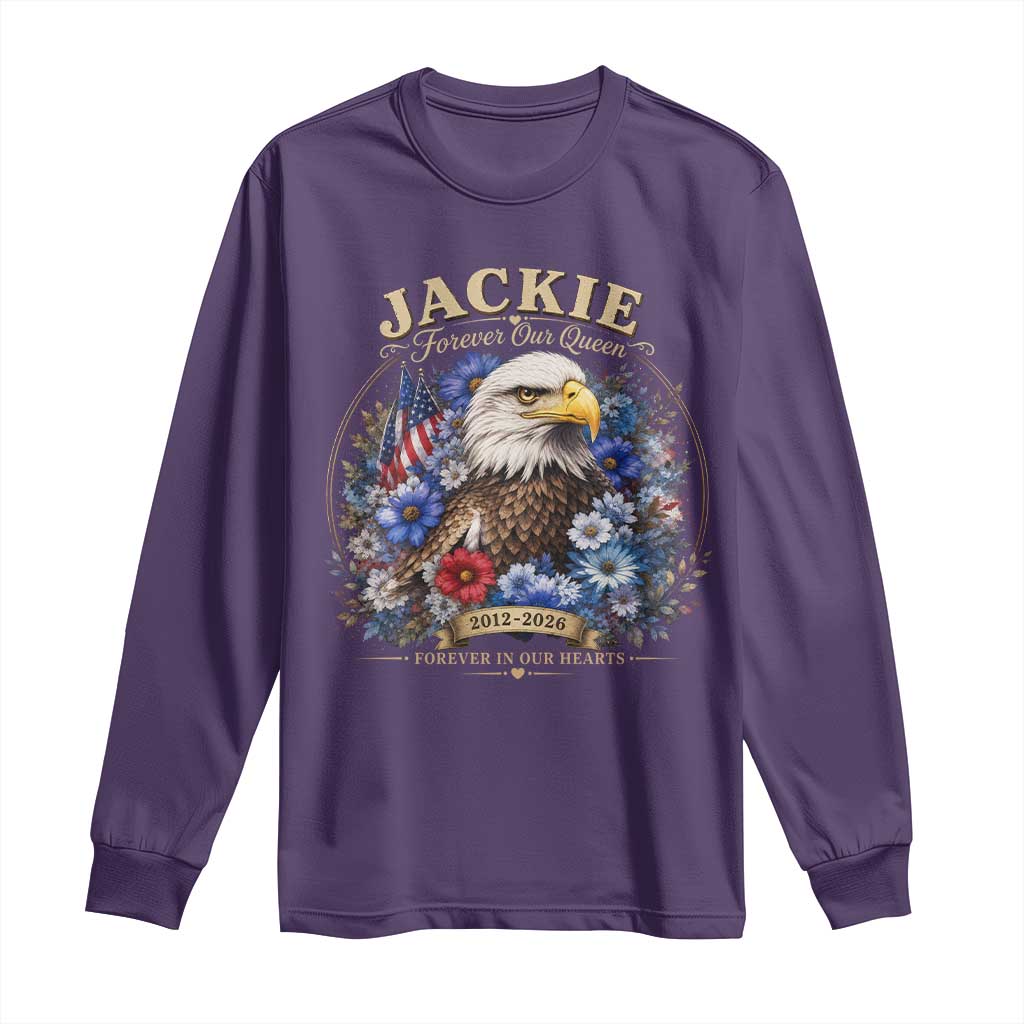 Jackie Bald Eagle Long Sleeve Shirt Forever Our Queen And In Our Hearts USA Floral