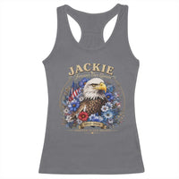 Jackie Bald Eagle Racerback Tank Top Forever Our Queen And In Our Hearts USA Floral