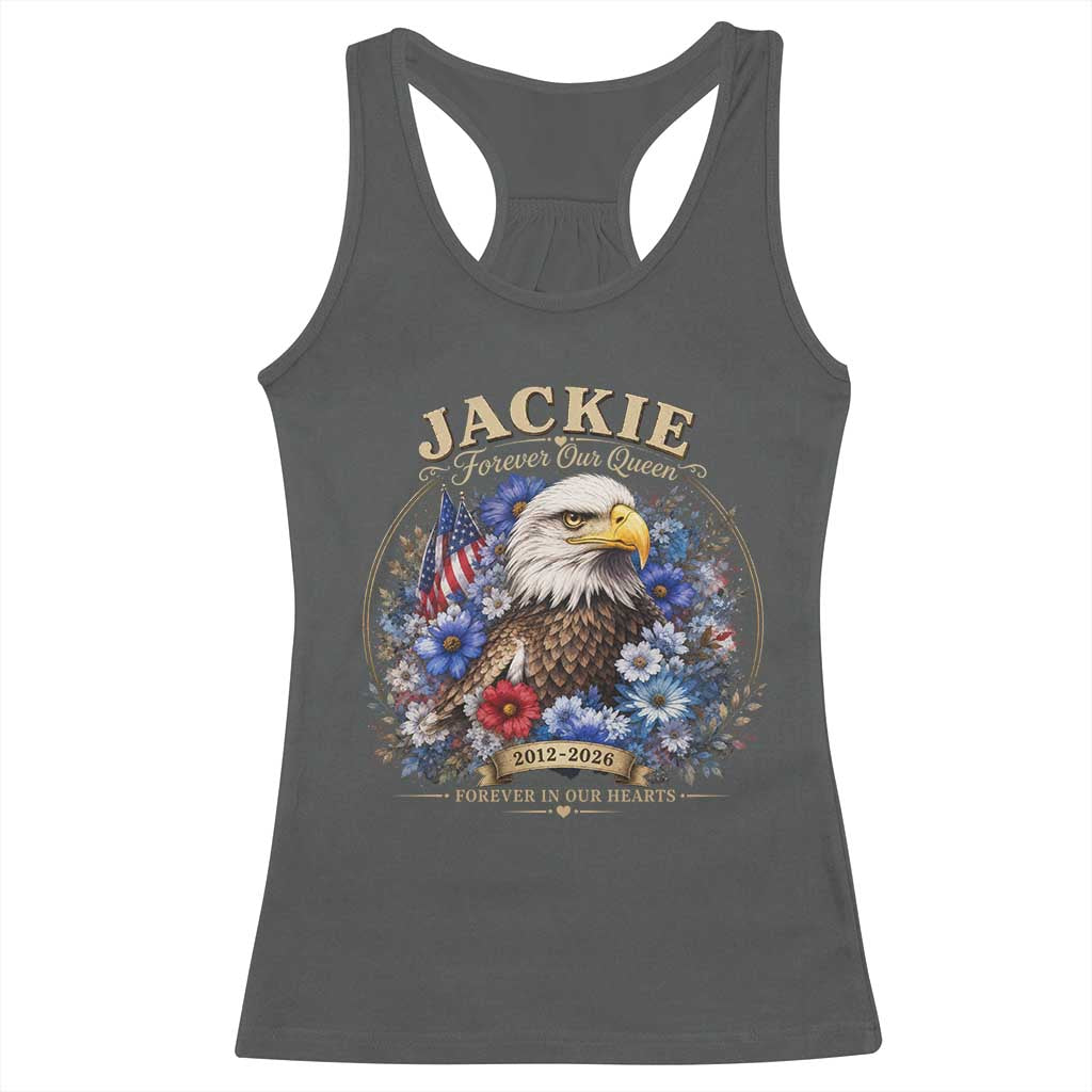 Jackie Bald Eagle Racerback Tank Top Forever Our Queen And In Our Hearts USA Floral