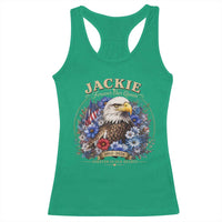 Jackie Bald Eagle Racerback Tank Top Forever Our Queen And In Our Hearts USA Floral
