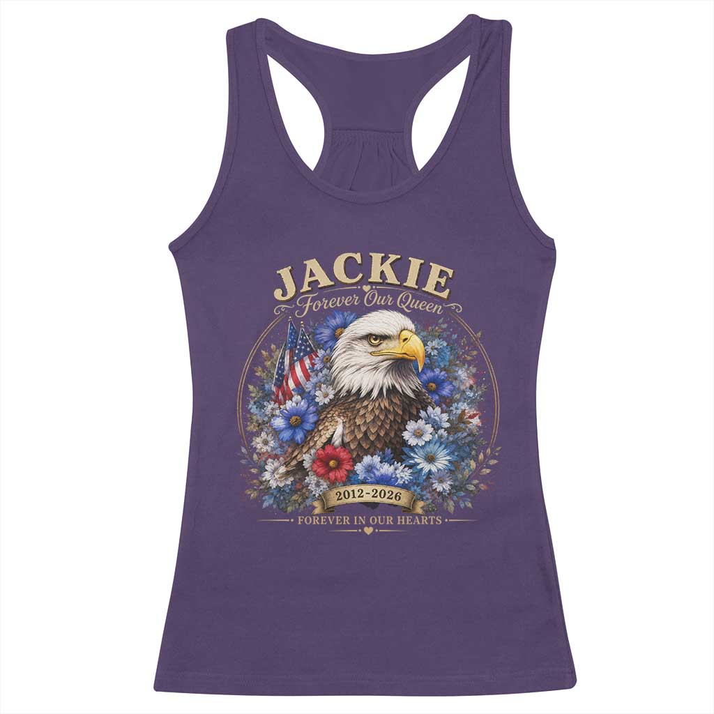 Jackie Bald Eagle Racerback Tank Top Forever Our Queen And In Our Hearts USA Floral