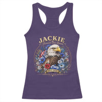 Jackie Bald Eagle Racerback Tank Top Forever Our Queen And In Our Hearts USA Floral