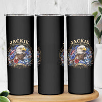 Jackie Bald Eagle Skinny Tumbler Forever Our Queen And In Our Hearts USA Floral