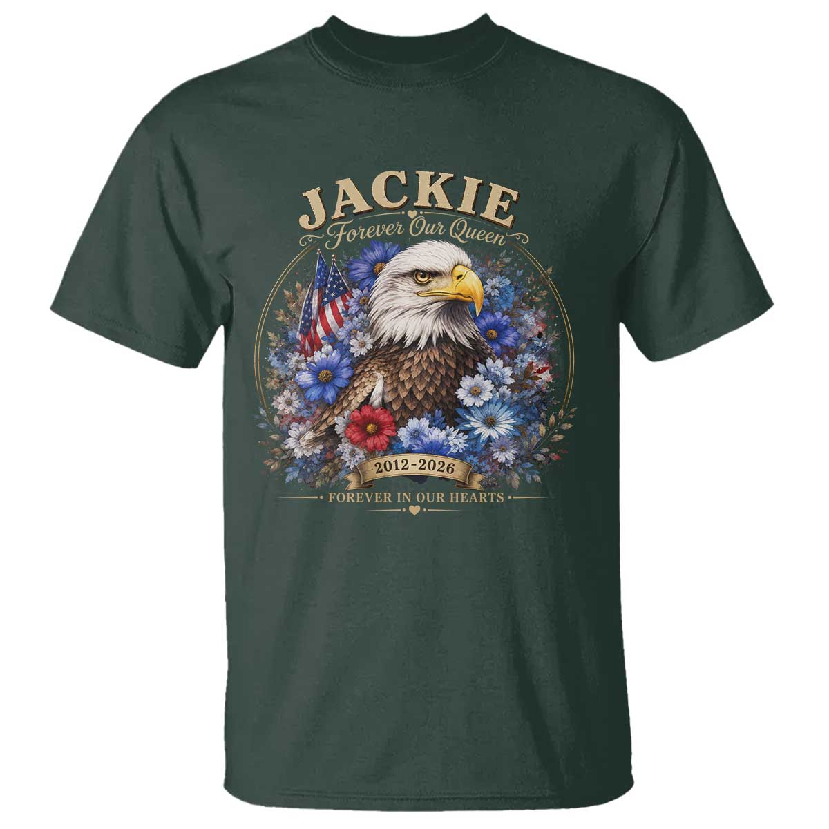 Jackie Bald Eagle T Shirt Forever Our Queen And In Our Hearts USA Floral