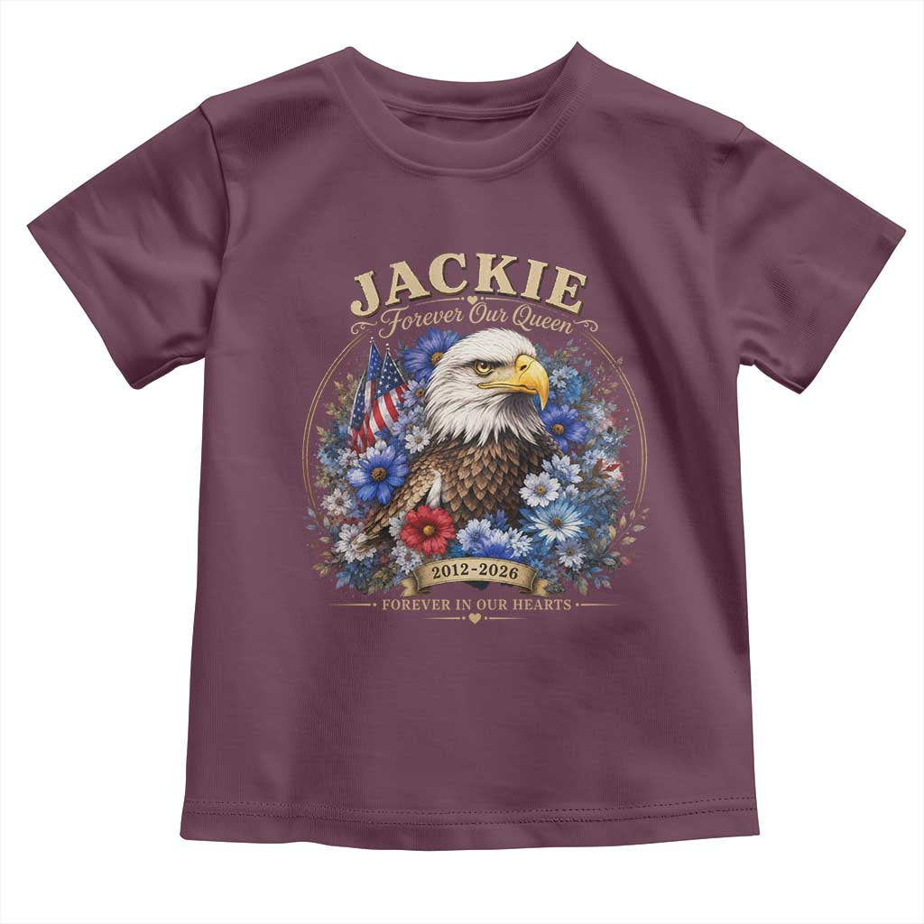 Jackie Bald Eagle Toddler T Shirt Forever Our Queen And In Our Hearts USA Floral
