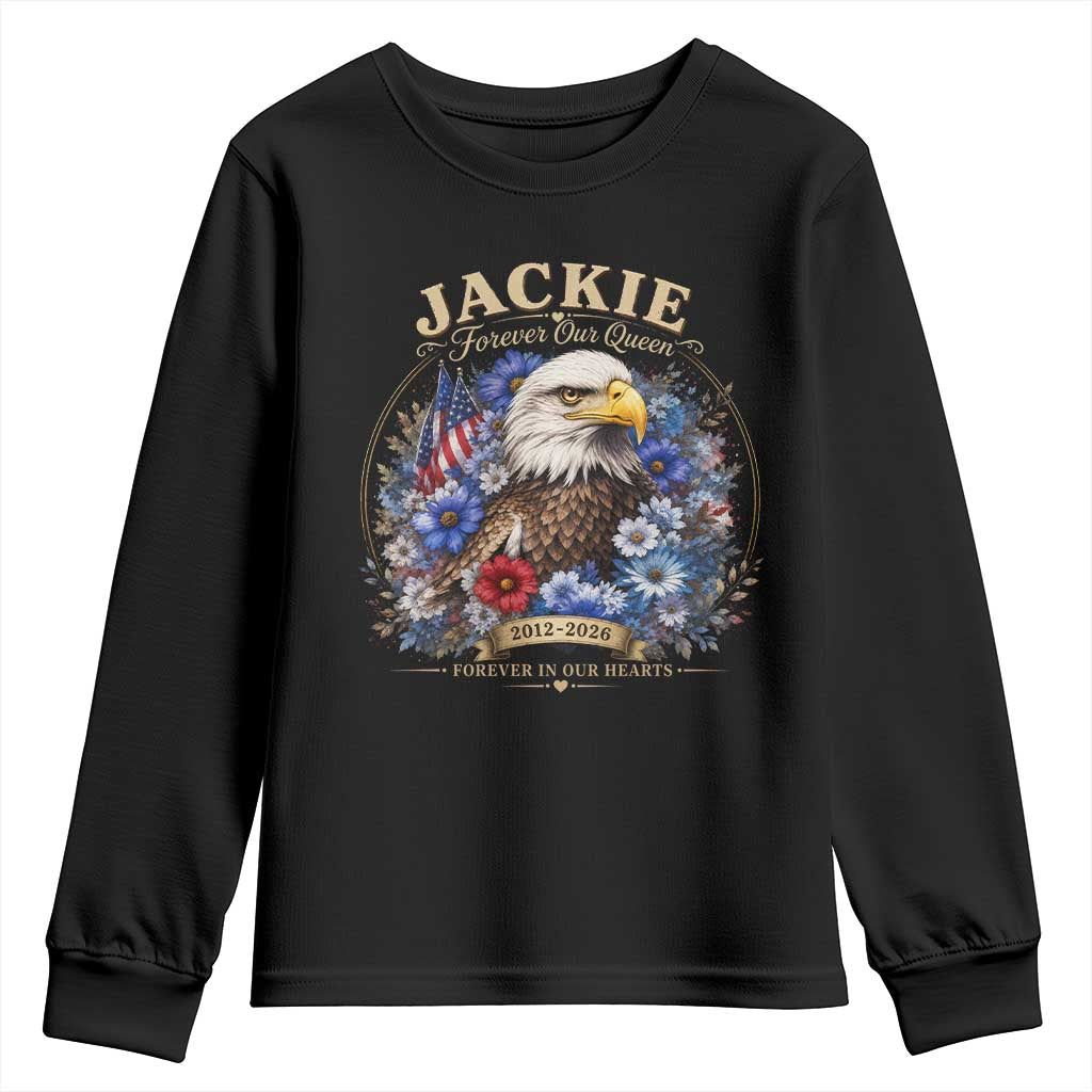 Jackie Bald Eagle Youth Sweatshirt Forever Our Queen And In Our Hearts USA Floral