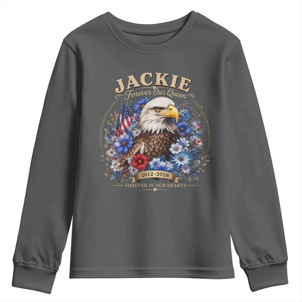 Jackie Bald Eagle Youth Sweatshirt Forever Our Queen And In Our Hearts USA Floral