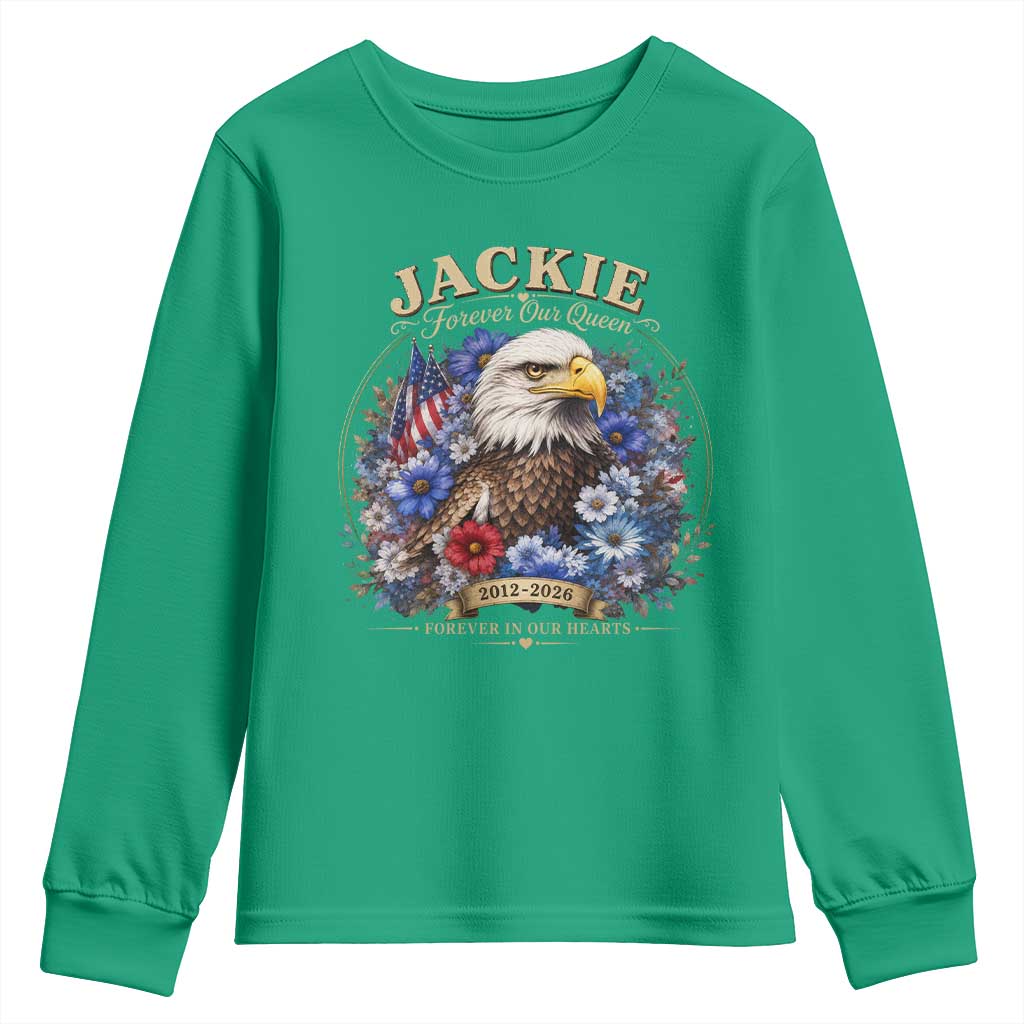 Jackie Bald Eagle Youth Sweatshirt Forever Our Queen And In Our Hearts USA Floral