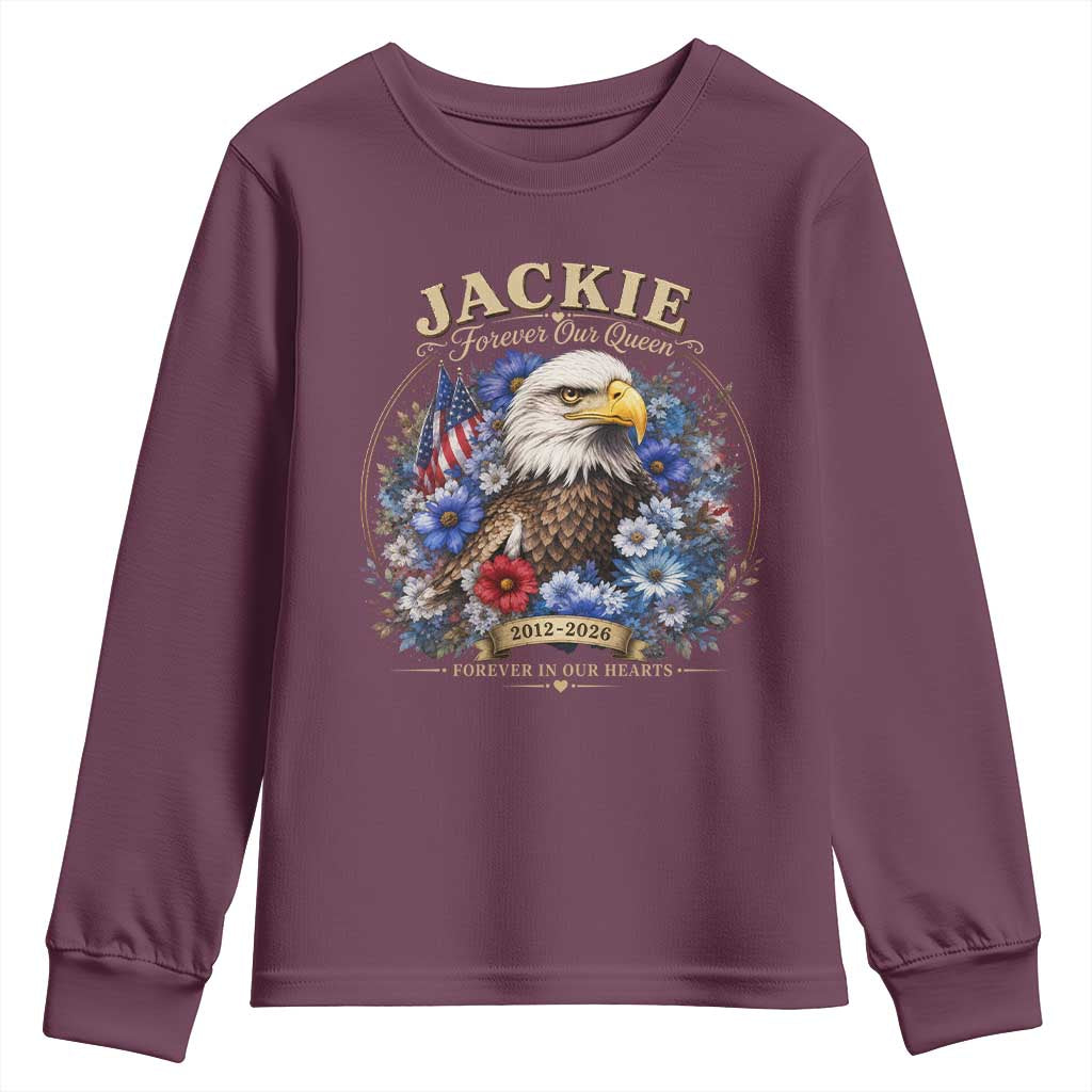 Jackie Bald Eagle Youth Sweatshirt Forever Our Queen And In Our Hearts USA Floral