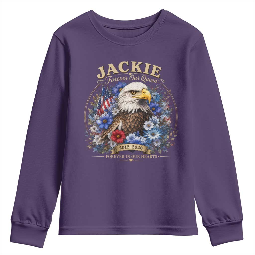 Jackie Bald Eagle Youth Sweatshirt Forever Our Queen And In Our Hearts USA Floral