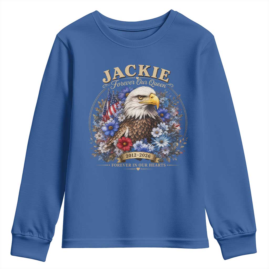 Jackie Bald Eagle Youth Sweatshirt Forever Our Queen And In Our Hearts USA Floral