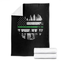Park Ranger Law Enforcement Forest Green Line American Flag Throw Blanket