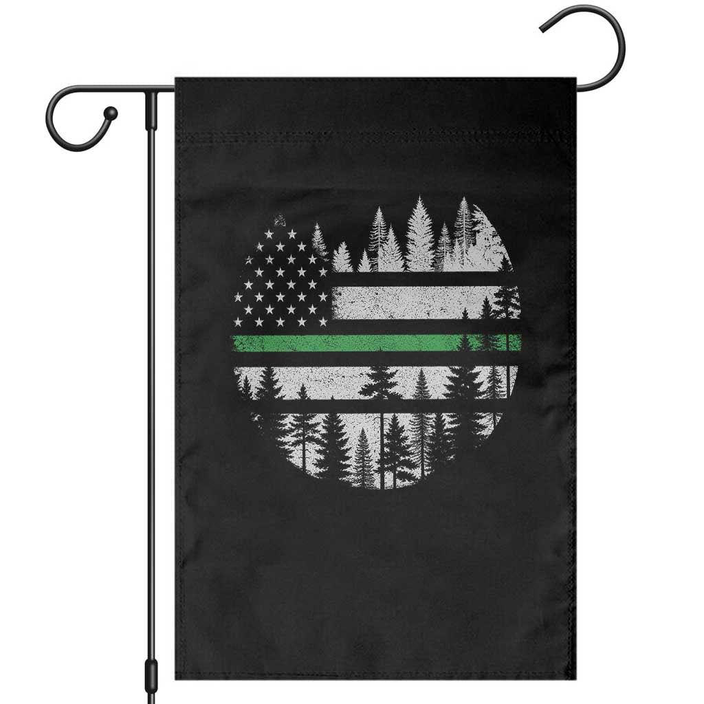 Park Ranger Law Enforcement Forest Green Line American Flag Garden Flag