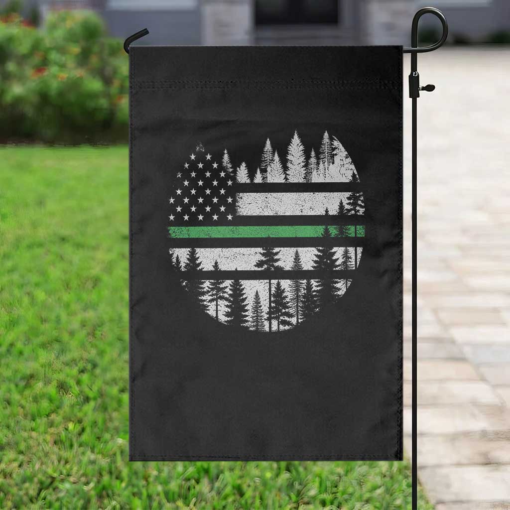 Park Ranger Law Enforcement Forest Green Line American Flag Garden Flag