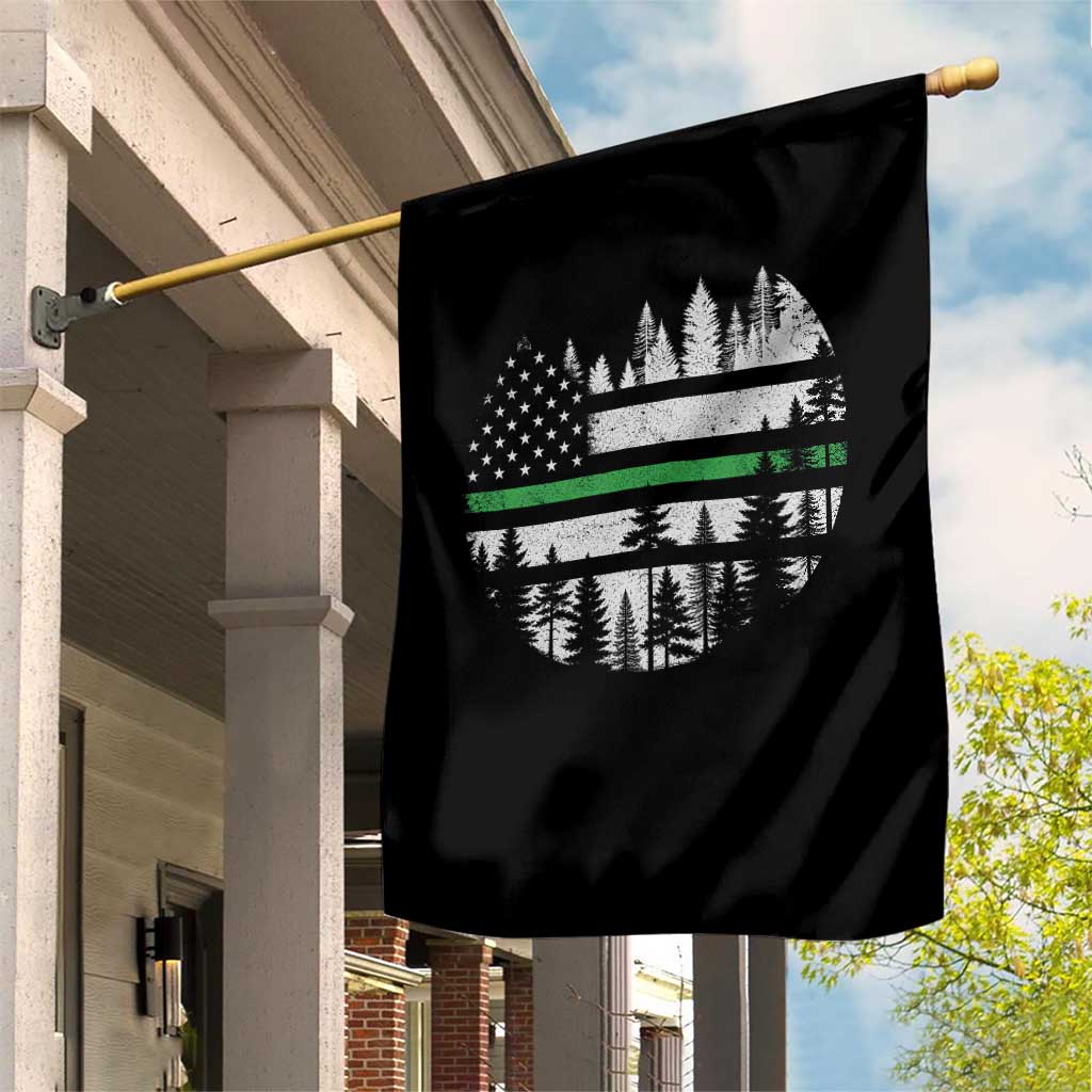 Park Ranger Law Enforcement Forest Green Line American Flag Garden Flag