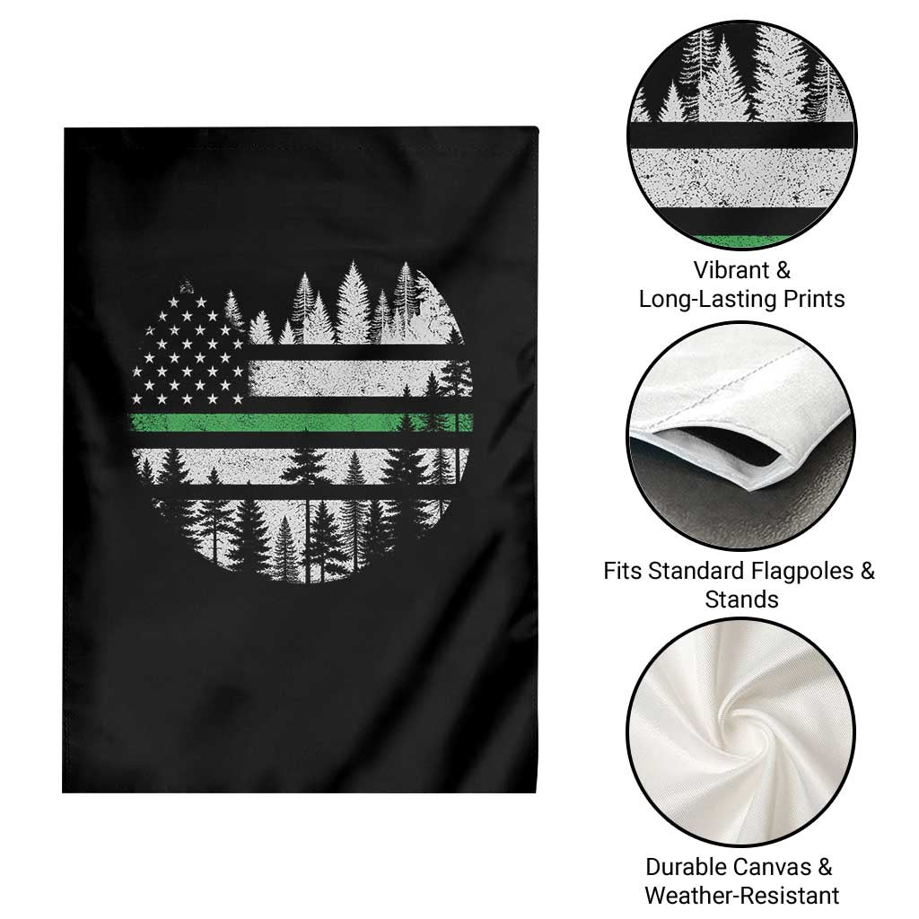 Park Ranger Law Enforcement Forest Green Line American Flag Garden Flag