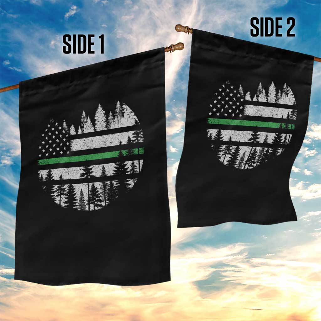 Park Ranger Law Enforcement Forest Green Line American Flag Garden Flag
