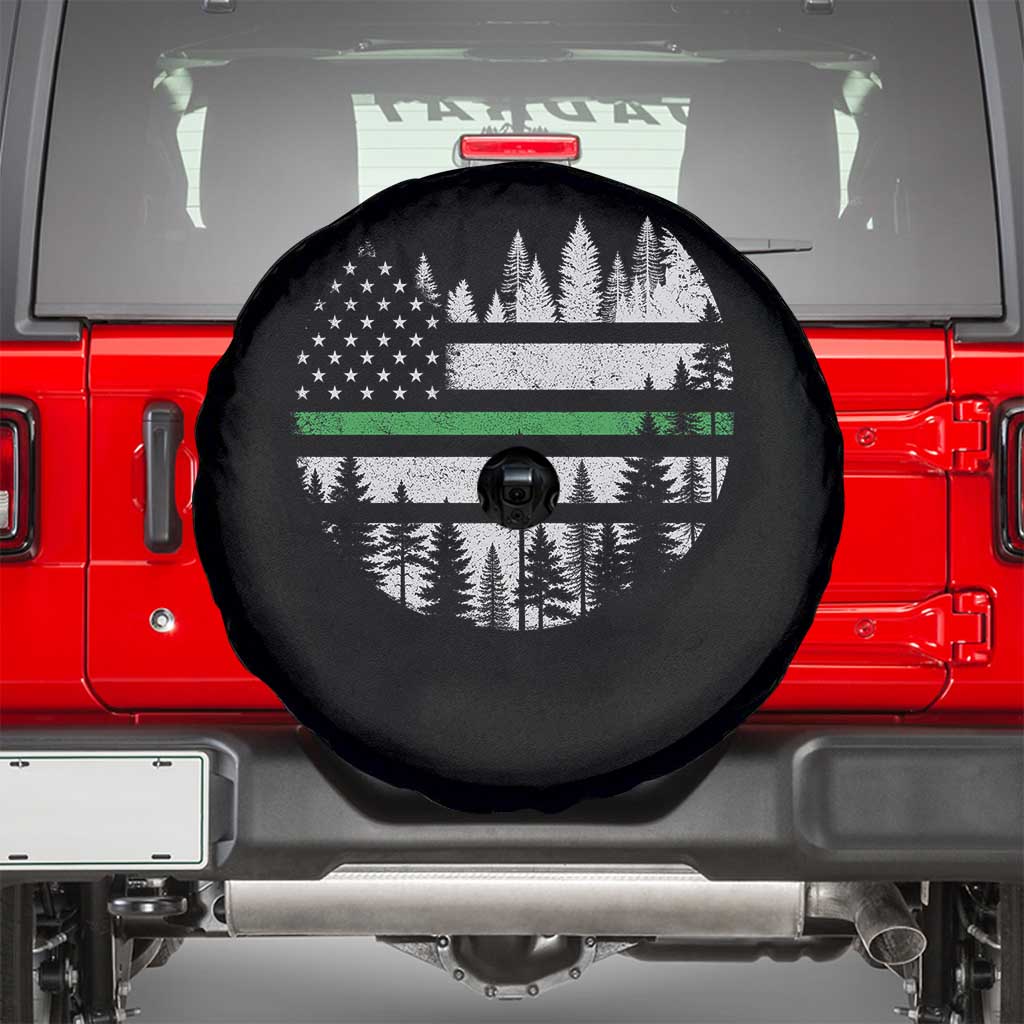 Park Ranger Law Enforcement Forest Green Line American Flag Spare Tire Cover