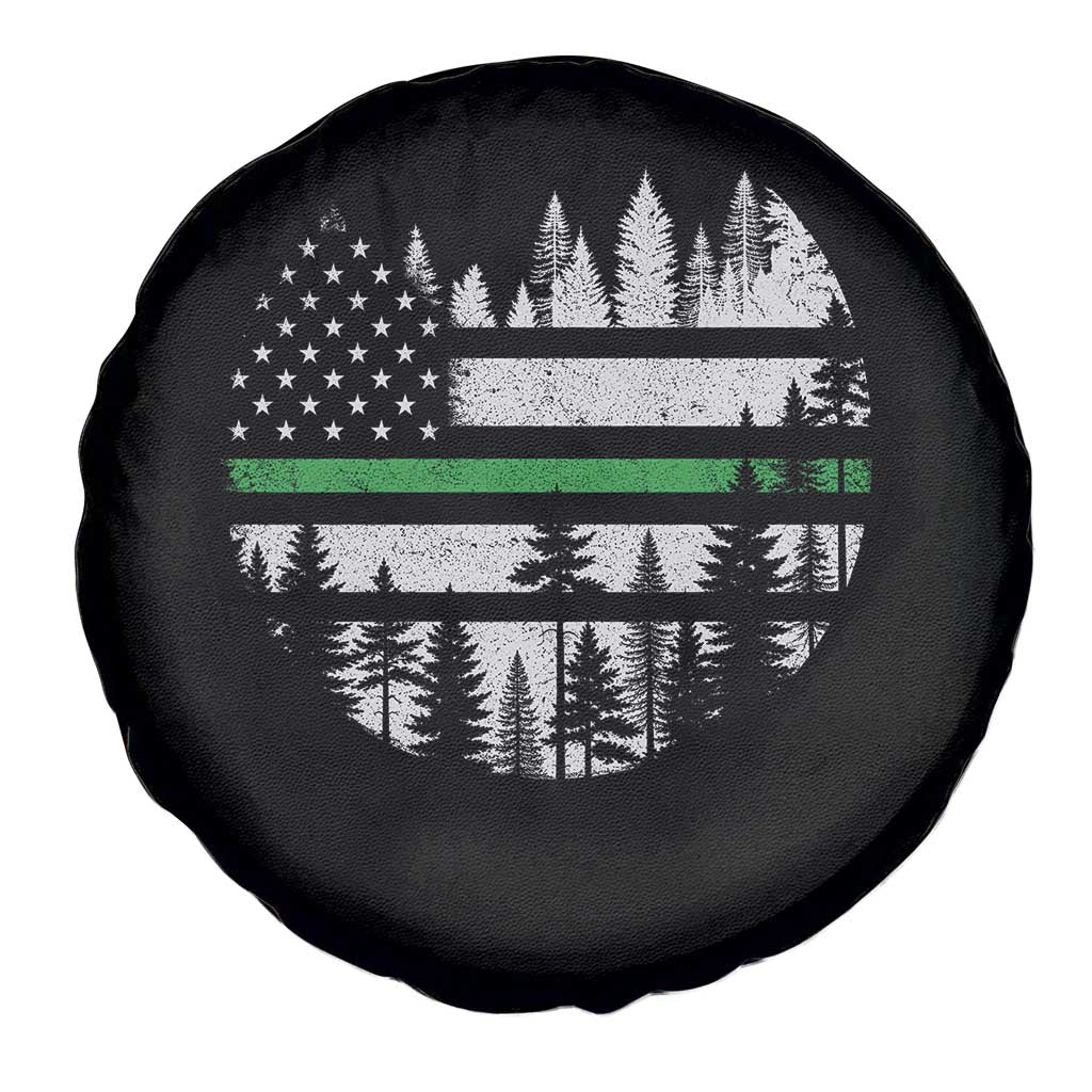 Park Ranger Law Enforcement Forest Green Line American Flag Spare Tire Cover
