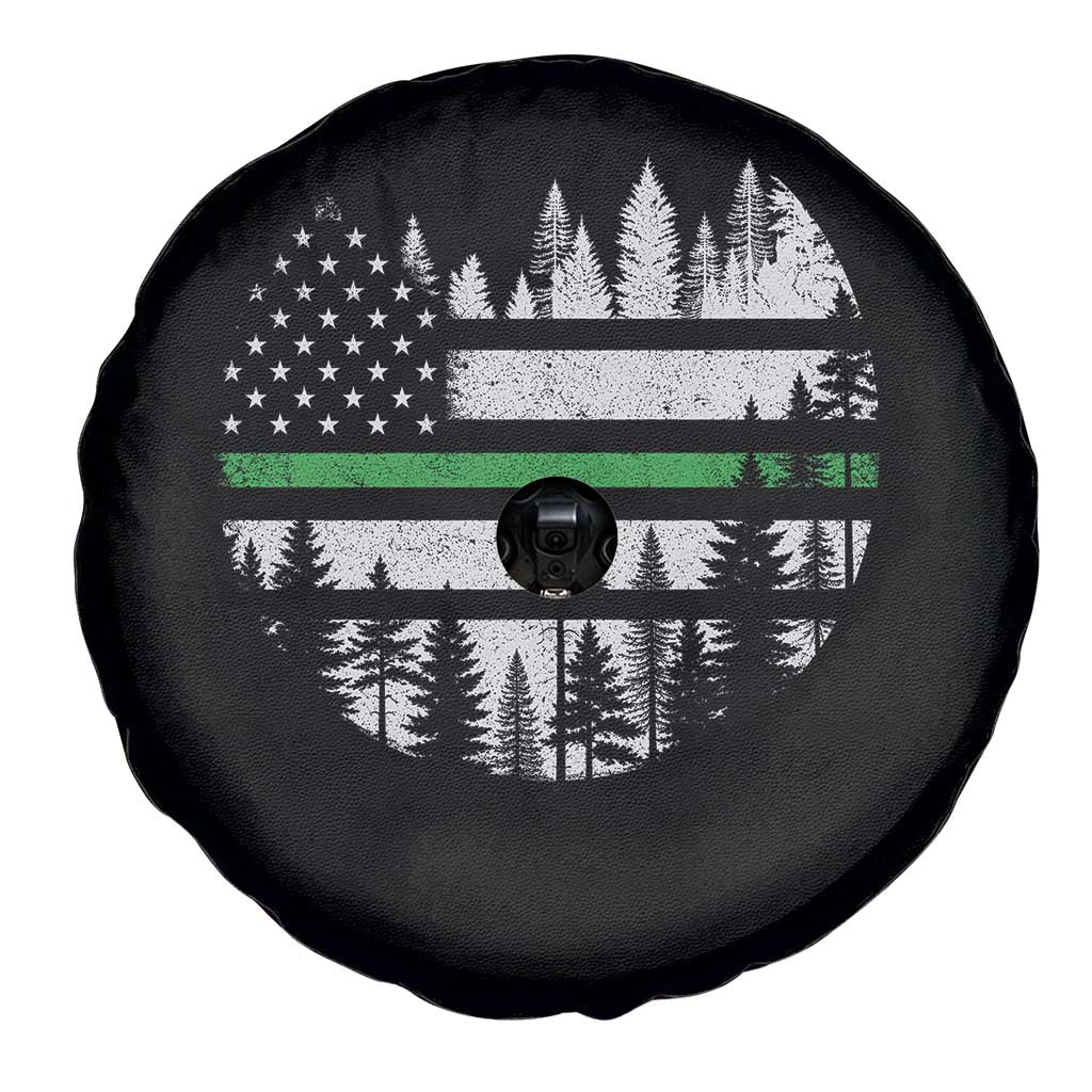 Park Ranger Law Enforcement Forest Green Line American Flag Spare Tire Cover