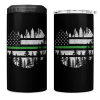 Park Ranger Law Enforcement Forest Green Line American Flag 4 in 1 Can Cooler Tumbler