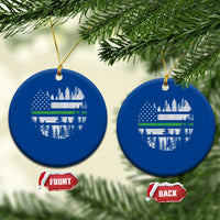 Park Ranger Law Enforcement Forest Green Line American Flag Ceramic Ornament