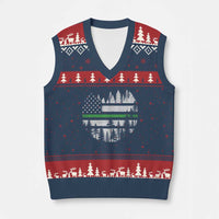 Park Ranger Law Enforcement Forest Green Line American Flag V-Neck Knit Sweater Vest
