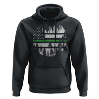 Park Ranger Law Enforcement Forest Green Line American Flag Hoodie