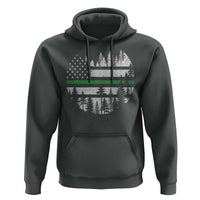 Park Ranger Law Enforcement Forest Green Line American Flag Hoodie