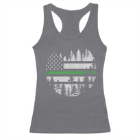 Park Ranger Law Enforcement Forest Green Line American Flag Racerback Tank Top