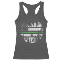 Park Ranger Law Enforcement Forest Green Line American Flag Racerback Tank Top
