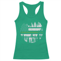 Park Ranger Law Enforcement Forest Green Line American Flag Racerback Tank Top