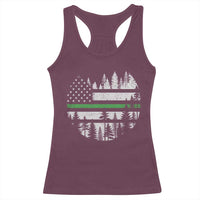 Park Ranger Law Enforcement Forest Green Line American Flag Racerback Tank Top