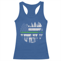 Park Ranger Law Enforcement Forest Green Line American Flag Racerback Tank Top