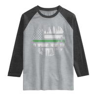 Park Ranger Law Enforcement Forest Green Line American Flag Raglan Shirt
