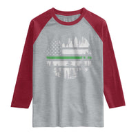Park Ranger Law Enforcement Forest Green Line American Flag Raglan Shirt