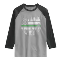 Park Ranger Law Enforcement Forest Green Line American Flag Raglan Shirt