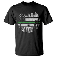 Park Ranger Law Enforcement Forest Green Line American Flag T Shirt