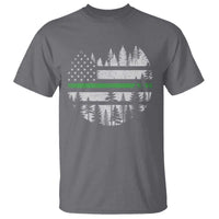 Park Ranger Law Enforcement Forest Green Line American Flag T Shirt
